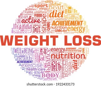 Weight loss vector illustration word cloud isolated on a white background.