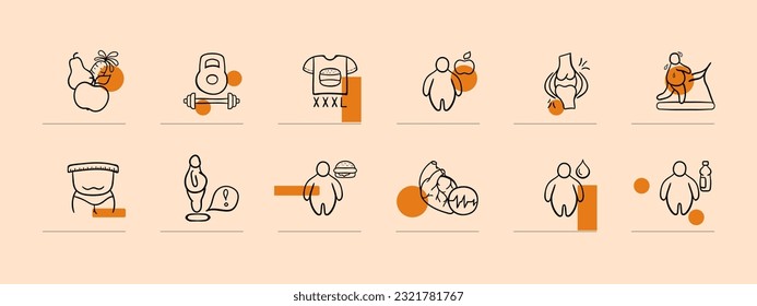 Weight Loss Workouts Icon. Fitness, physical exercise, fat burning, weight management, cardio training, strength training. Pastel color background. Vector line icon