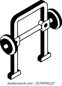 weight machine for training isometric vector icon, Healthy lifestyle symbol, Body Exercising Sign,Circuit training equipment illustration, Smith Machine concept