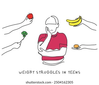 Weight management crisis in young individuals. Fat shaming in teens. Fad diet concept.