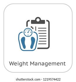 Weight Management and Medical Services Flat Icon Design. Clipboard with Scales