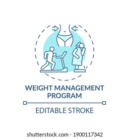 Weight management program concept icon. Increasing physical activity idea thin line illustration. Calories count. Changing lifestyle. Vector isolated outline RGB color drawing. Editable stroke