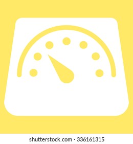 Weight Meter vector icon. Style is flat symbol, white color, rounded angles, yellow background.