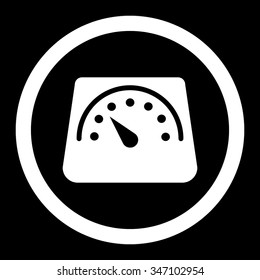 Weight Meter vector icon. Style is flat rounded symbol, white color, rounded angles, black background.