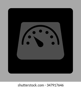 Weight Meter vector icon. Style is flat rounded square button, gray and black colors, silver background.