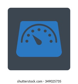 Weight Meter vector icon. Style is flat rounded square button, smooth blue colors, white background.