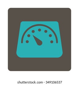 Weight Meter vector icon. Style is flat rounded square button, cyan and grey colors, white background.