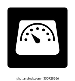 Weight Meter vector icon. Style is flat rounded square button, white and black colors, white background.