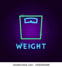 Weight Neon Label. Vector Illustration of Sport Promotion.