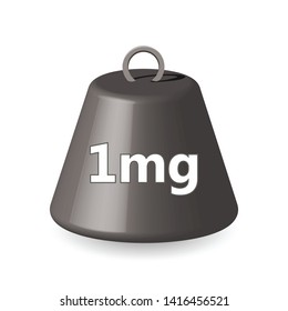 weight, one milligram, isolated on white background 