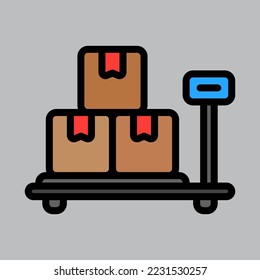 Weight package icon in filled line style about logistics, use for website mobile app presentation