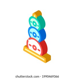 weight plate set gym equipment isometric icon vector. weight plate set gym equipment sign. isolated symbol illustration