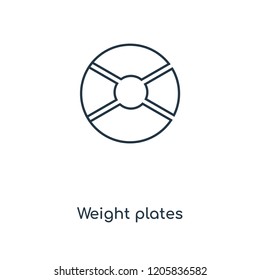 Weight plates concept line icon. Linear Weight plates concept outline symbol design. This simple element illustration can be used for web and mobile UI/UX.