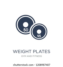 Weight plates icon. Trendy flat vector Weight plates icon on white background from Gym and fitness collection, vector illustration can be use for web and mobile, eps10