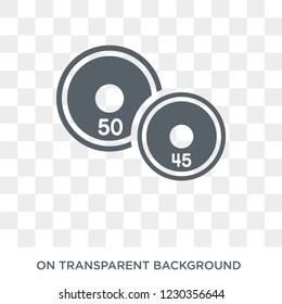 Weight plates icon. Trendy flat vector Weight plates icon on transparent background from Gym and fitness collection. 