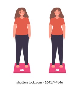 Weight problems or Weight loss, diet program concept. Vector illustration.
