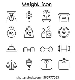 Weight, Scale, Balance, Icon Set In Thin Line Style