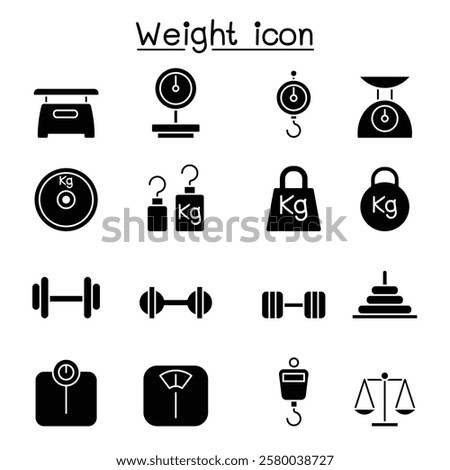 Weight, scale, balance, icon set in glyph style