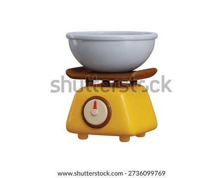 Weight scale with bowel icon 3d render concept of cartoon business balance scale icon vector illustration