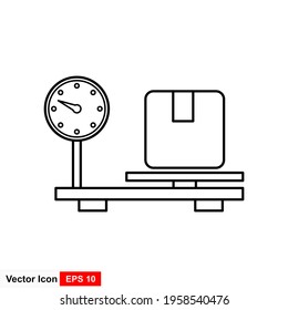 Weight scale with box icon vector sign isolated on white background. editable color scale symbol template.