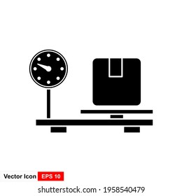 Weight scale with box icon vector sign isolated on white background. editable color scale symbol template.