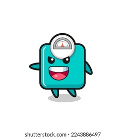 weight scale cartoon with very excited pose , cute style design for t shirt, sticker, logo element