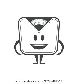 Weight Scale Character. Bathroom, floor scales character icon in flat style. Vector illustration EPS 10.