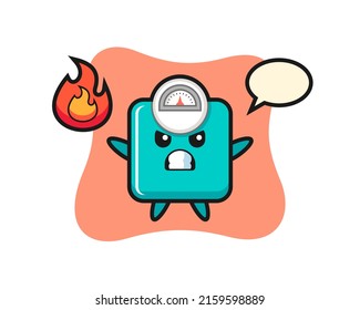 weight scale character cartoon with angry gesture , cute style design for t shirt, sticker, logo element
