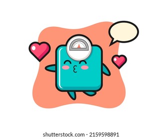 weight scale character cartoon with kissing gesture , cute style design for t shirt, sticker, logo element