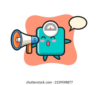 ilustración de caracteres de escala de peso que contiene un megáfono, diseño de estilo bonito para camisetas, pegatinas, elemento de logotipo