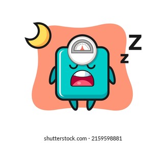 weight scale character illustration sleeping at night , cute style design for t shirt, sticker, logo element