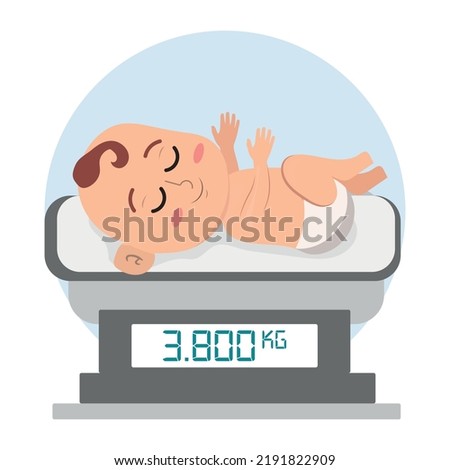 Weight scale for children icon, digital scales measure weight in kilograms.