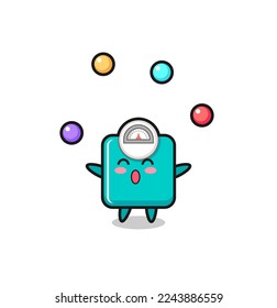 the weight scale circus cartoon juggling a ball , cute style design for t shirt, sticker, logo element
