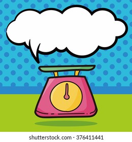 weight scale color doodle, speech bubble