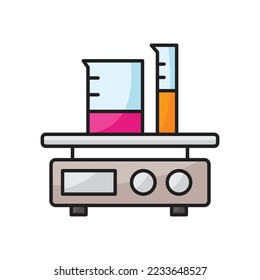 Icono digital de escala de peso. Equipo para experimentos químicos en el laboratorio. Ilustración vectorial - Eps 10