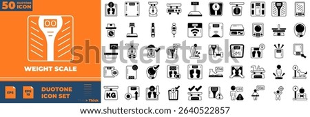 Weight Scale Duotone Editable Icons set. Vector illustration in modern thin duotone style of weight scale icons: weight, measure, height, etc