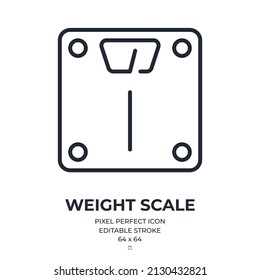 Weight scale editable stroke outline icon isolated on white background flat vector illustration. Pixel perfect. 64 x 64.