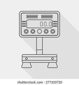 Weight scale flat icon with long shadow, line icon