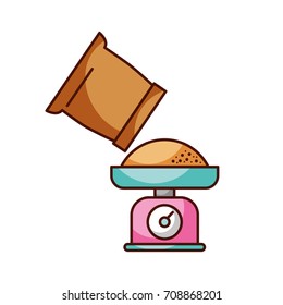 weight scale and flour sack cooking food bakery