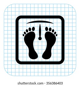 weight scale with foot prints - black  vector icon