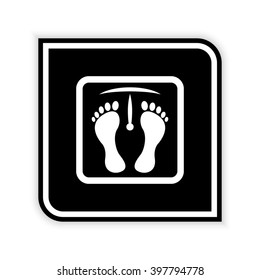 weight scale with foot prints  - black vector icon