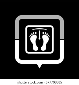 weight scale with foot prints  - black vector icon