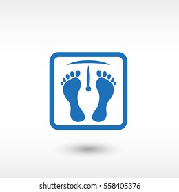 weight scale with foot prints - blue  vector icon