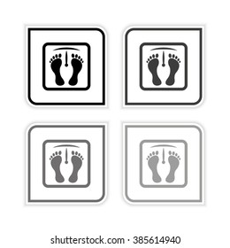 weight scale with foot prints   grayscale vector icon