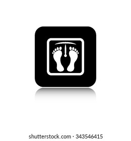 weight scale with foot prints - vector icon  with shadow