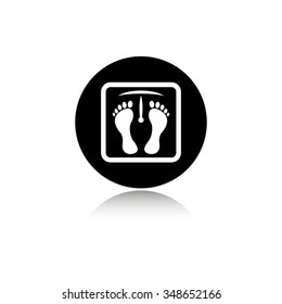 weight scale with foot prints - vector icon