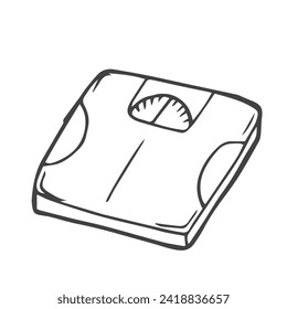 Weight scale hand drawn outline doodle icon. Dieting and health, weight measure device, overweight concept.