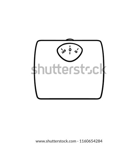 Weight scale hand drawn outline doodle icon. Dieting and health, weight measure device, kilogram concept. Vector sketch illustration for print, web, mobile and infographics on white background.