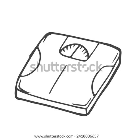 Weight scale hand drawn outline doodle icon. Dieting and health, weight measure device, overweight concept.
