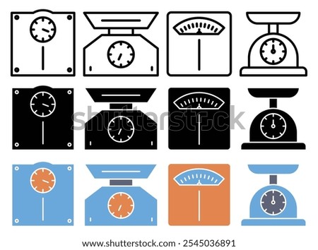 Weight scale icon in black and colored versions.